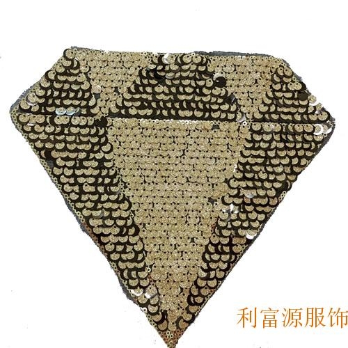 广东刺绣厂家直销服装珠片亮片绣花章仔圆形卡通翻片珠片绣布贴